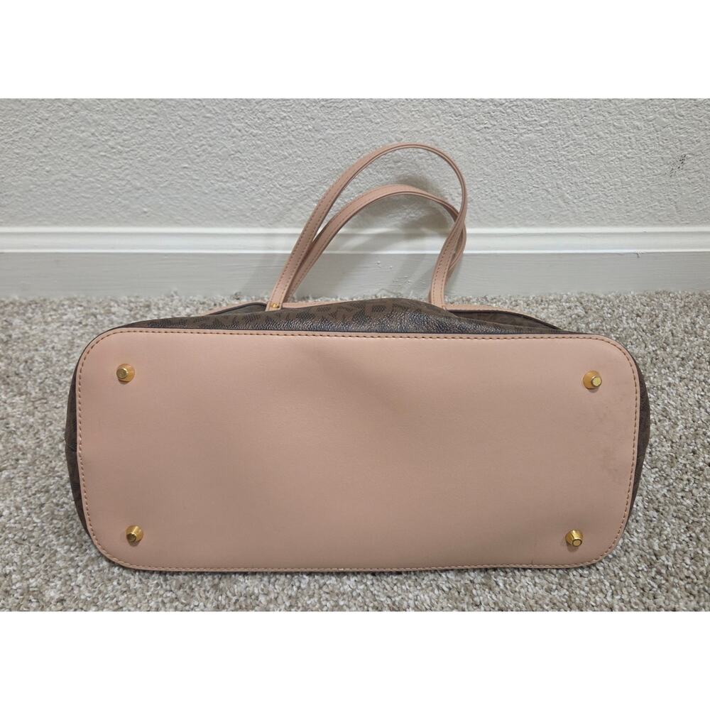 DKNY Brown/Beige Monogram Canvas and Leather Dome Satchel - Picture 4 of 7